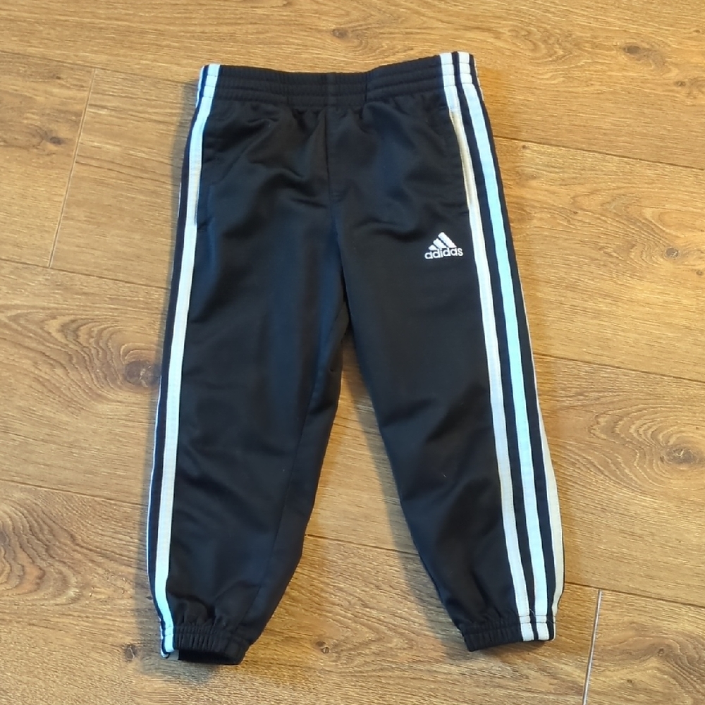 Adidas Kids Black Joggers with White Stripes 3T